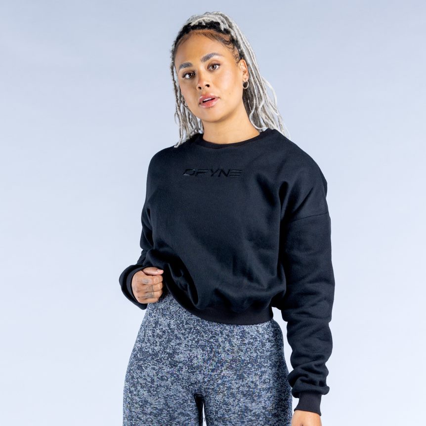 Dfyne Luxe Revive Crop Pullover 1Schwarz Spitzen 862L6L33