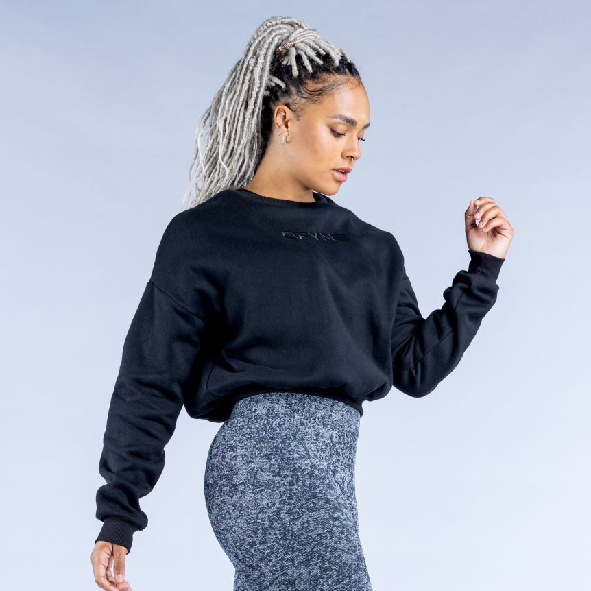 Dfyne Luxe Revive Crop Pullover 1Schwarz Spitzen 862L6L33