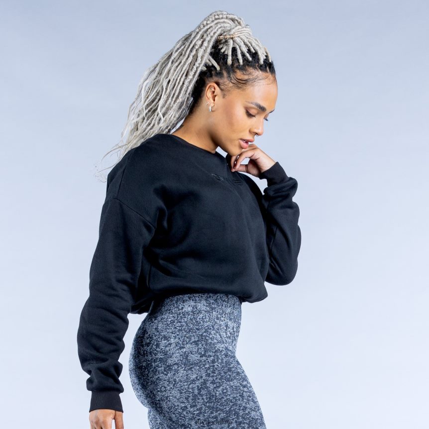 Dfyne Luxe Revive Crop Pullover 1Schwarz Spitzen 862L6L33